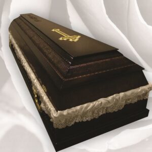 Домовина «Пряма хатка з декором темна»